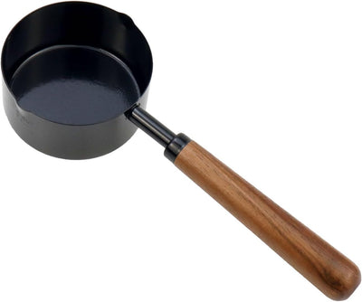Taza medidora 1/2 taza mango madera cuchara acero inox 4.2oz negro