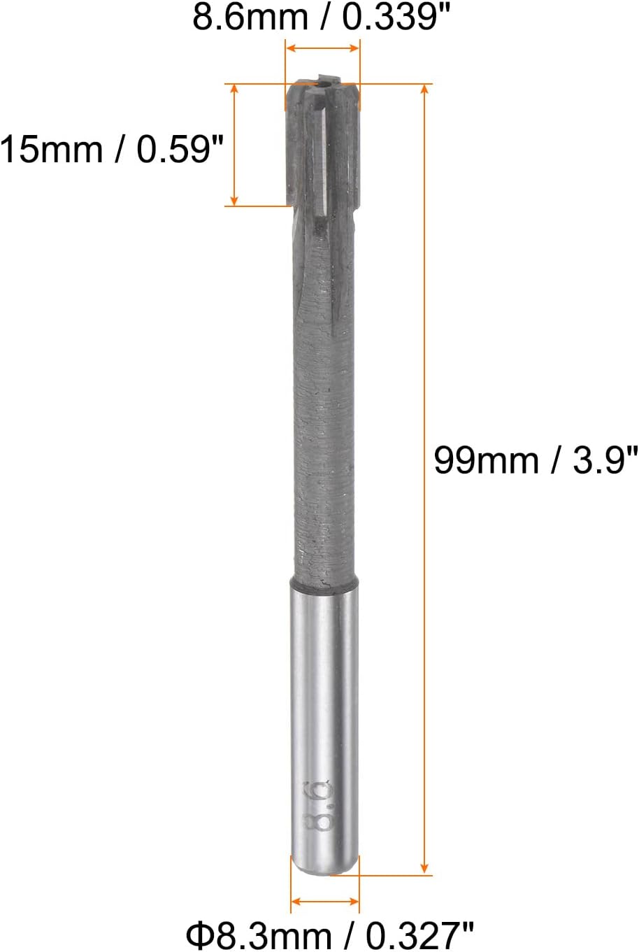 Escariador 0.339pulg punta carburo flautas rectas