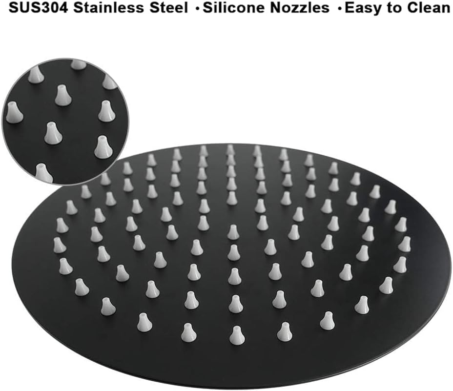 Cabezal ducha lluvia acero inox ajustable 11pulg negro mate