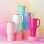 Vaso acero inox 40oz con asa popote aislado rosa intenso