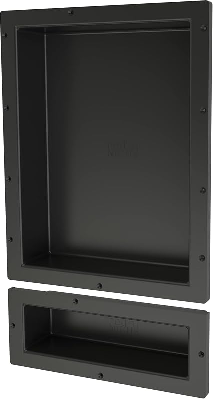 Estante ducha doble empotrado negro 16x26x4"