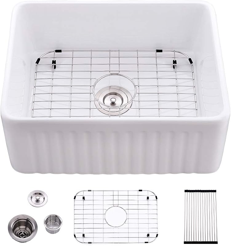 Fregadero cocina blanco 24x18" arcilla refractaria