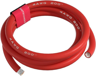 Alambre silicona 10pies color rojo flexible 4AWG