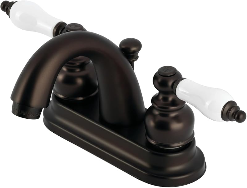 Grifo lavabo central 4" bronce aceitado con ventana