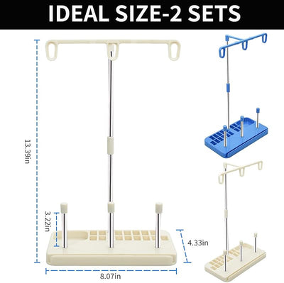 2 Soportes Hilo Organizador Bordado Coser 3 Carretes Blanco-Azul