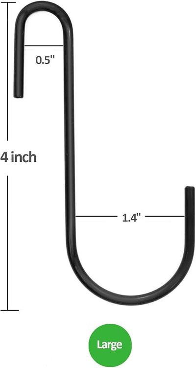 Set 18 Ganchos S 4" para Colgar Ollas Sartenes Negro