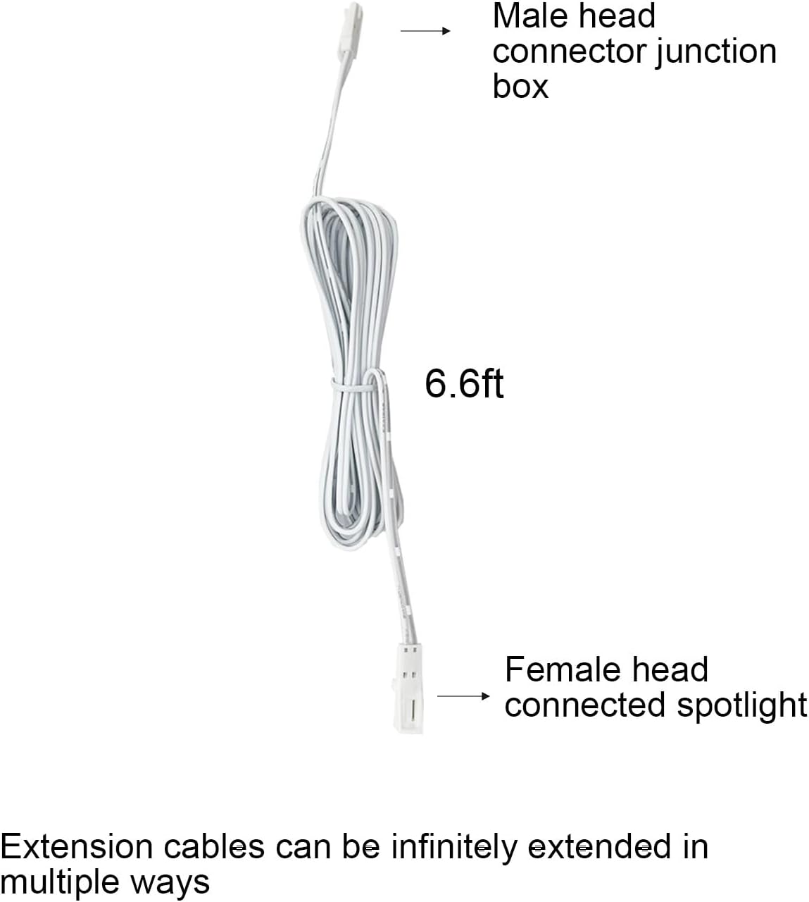 6 Cables Extensión para Iluminación Joyas Blanco