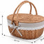Cesta picnic mimbre tapa asa tejido resistente forro lavable