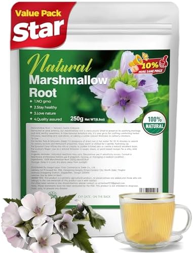 Hierba de raíz de malvavisco premium 8.8 oz corte alto mucilago hoja tamizada apoya bienestar digestivo