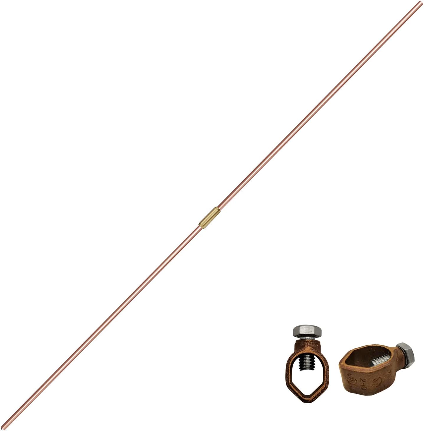 Kit varilla puesta a tierra 8ft cobre abrazadera bronce UL