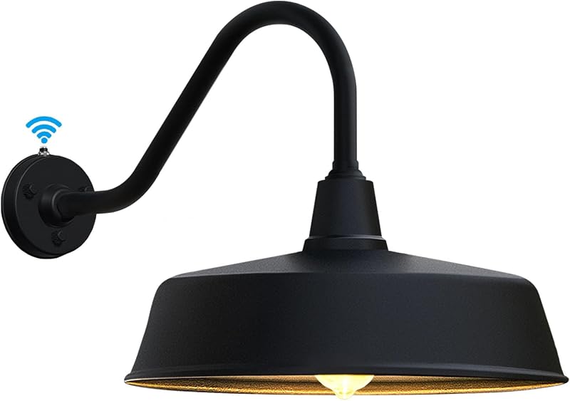 Lámpara granero cuello cisne 18pulg exterior rústica