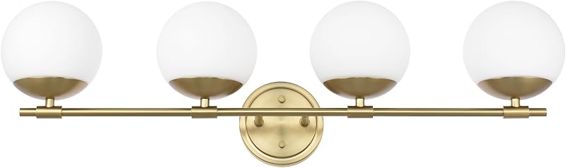 Lámparas doradas para tocador baño 4 luces con globo