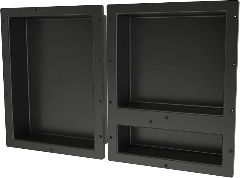 Estante ducha triple nicho negro 32x20x4"
