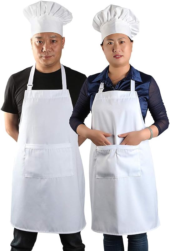 Set 2 Delantales Chef Ajustables Blancos 33x26pulg