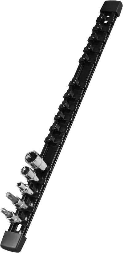 Kit soporte dados 1/4 pulg plástico ABS riel negro 16 clips