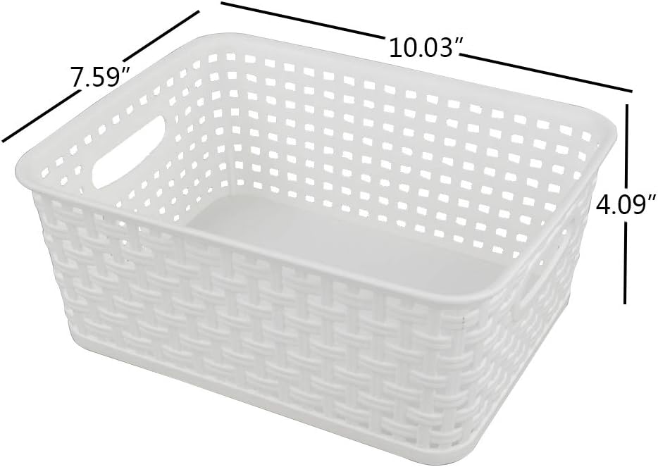 Cesta almacenamiento plástico blanco 10x7.5x4" set 6
