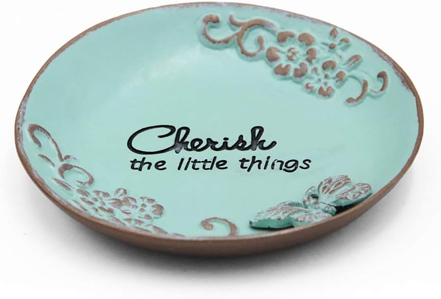 Bandeja joyas decorativa redonda 3" azul