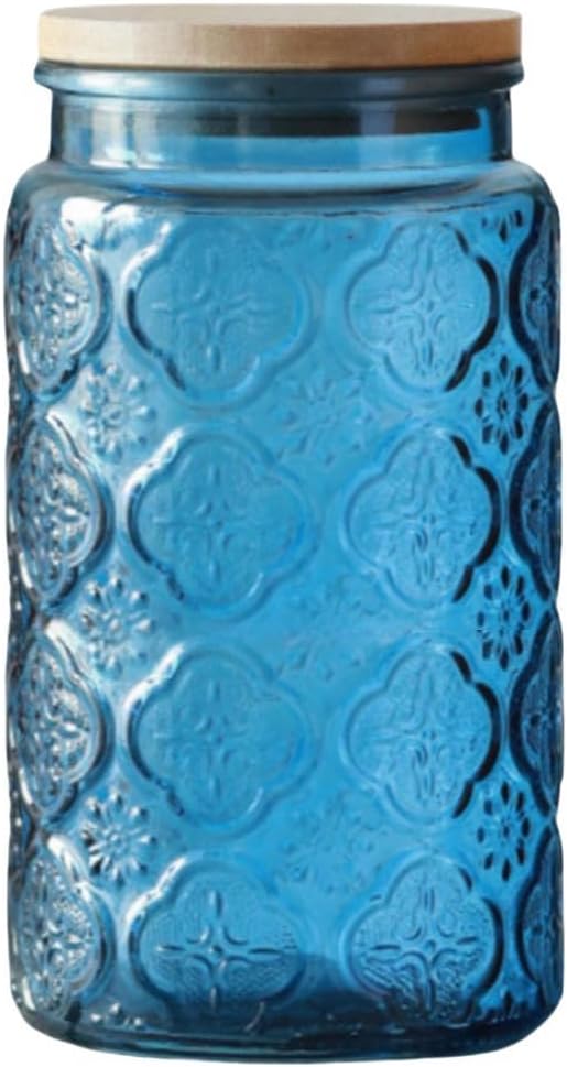 Tarro vidrio azul 34oz para azúcar café té galletas