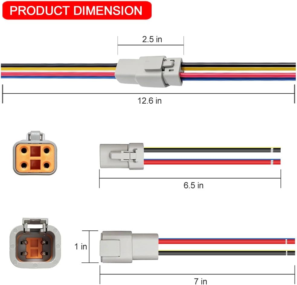 Conector eléctrico 4 pines 12awg impermeable para auto camión led
