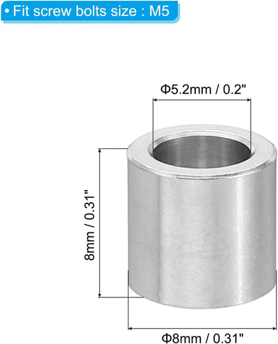 Espaciadores aluminio M5 5 pzas 0.205x0.315pulg