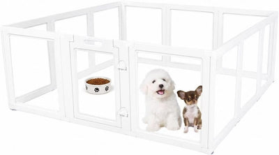 Corralito acrílico transparente para perros y gatos