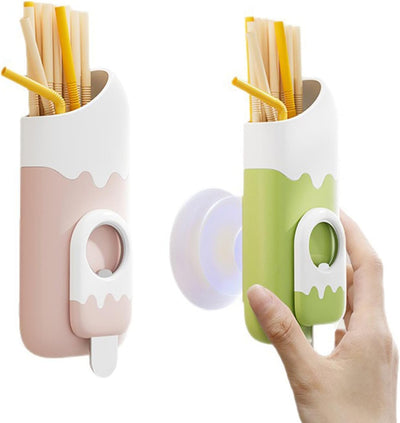 Soporte para popote con abrelatas y abridor de botellas, dispensadores magnéticos paquete 2
