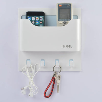Estante pared dormitorio con ganchos para auriculares
