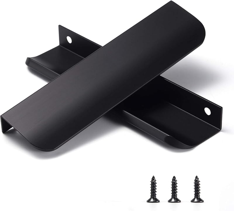 Tirador dedo negro aluminio cajón cocina 6" set 10