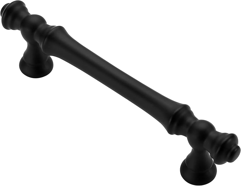 10 Tiradores Gabinete Negro Mate 3-3/4" Centros