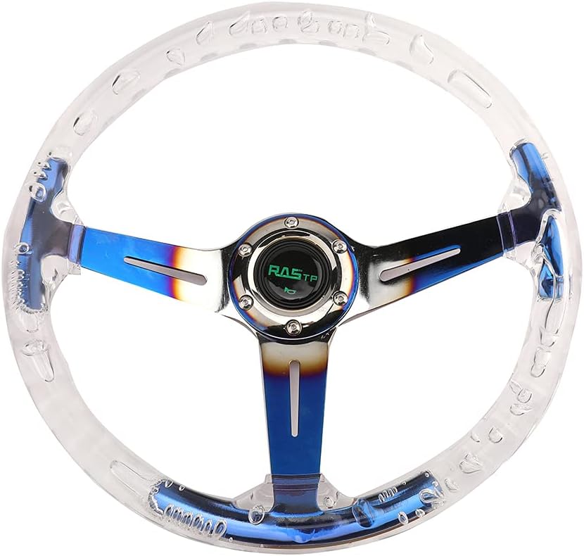 Volante acrílico ajuste universal para carreras azul