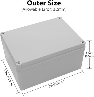 Caja conexiones IP67 ABS impermeable 15x11x7.1pulg gris