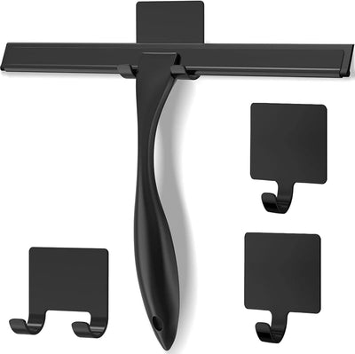 Escobilla ducha acero inox con 3 ganchos adhesivos para puerta baño