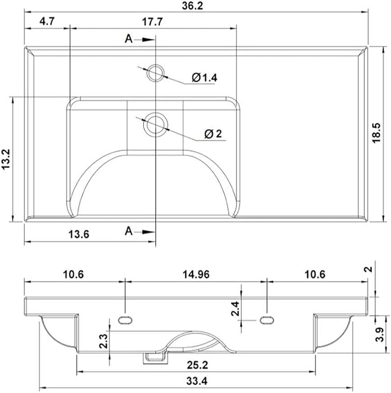 Fregadero baño rectangular cerámica color blanco