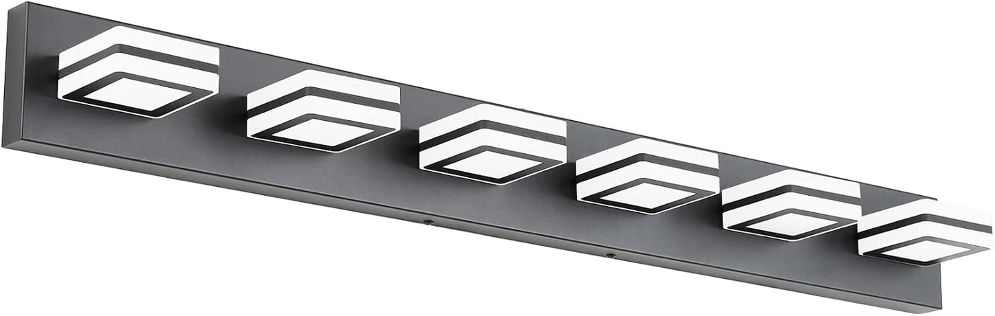 Lámpara baño negro mate 6 luces LED sobre espejo