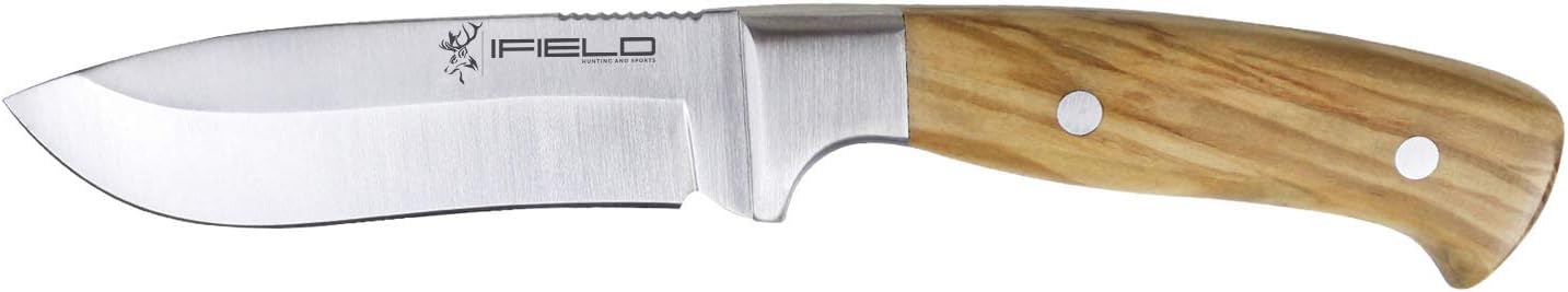 Cuchillo caza deportivo hoja 4pulg satinada virola acero