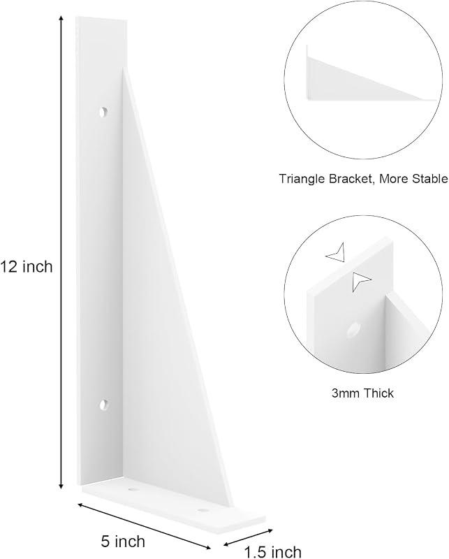 4 Soportes Triangulares Hierro Blanco 12pulg Estantes