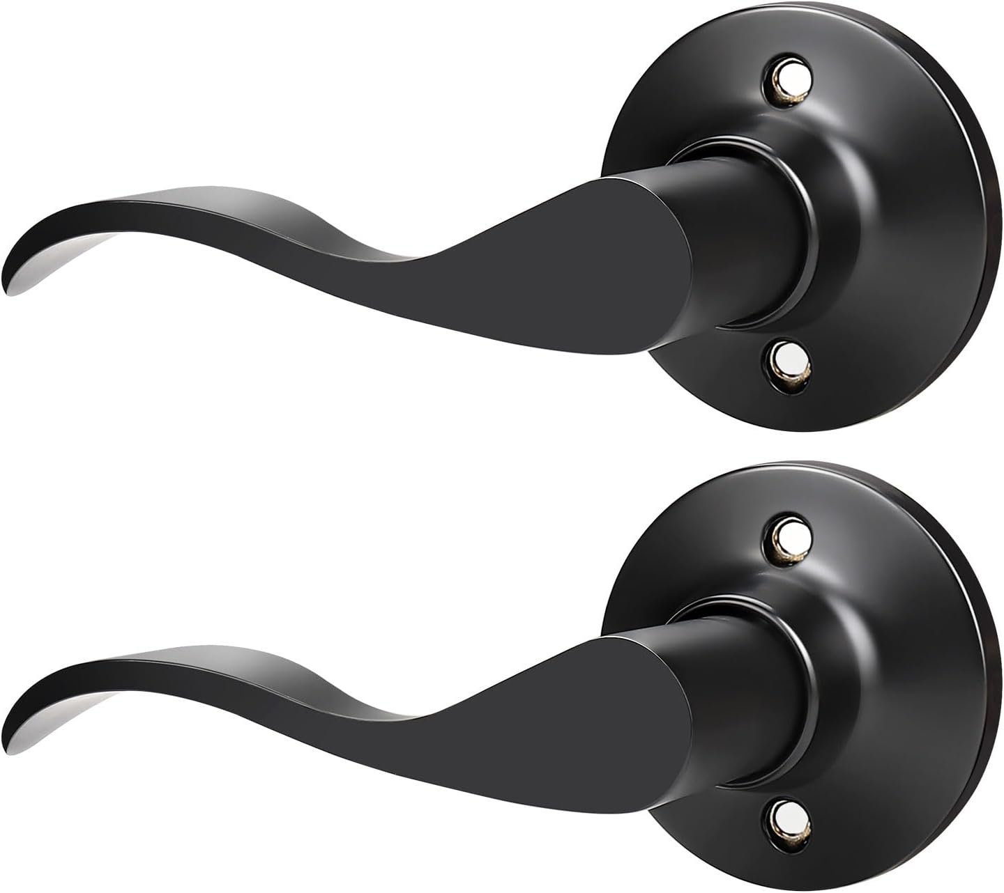 2 Manijas Puerta Simuladas Negras Cerradura Ondulada Sin Giro