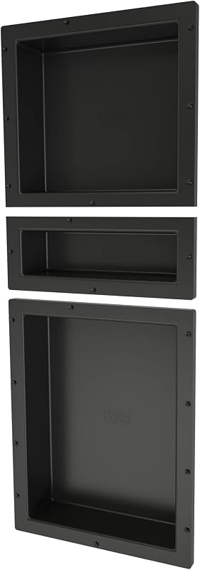 Estante ducha triple empotrado negro 16x40x4"