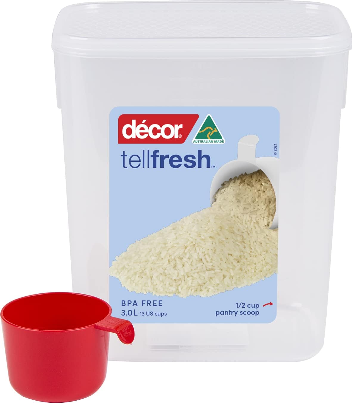 Contenedor almacenamiento 3L hermético apilable con cuchara