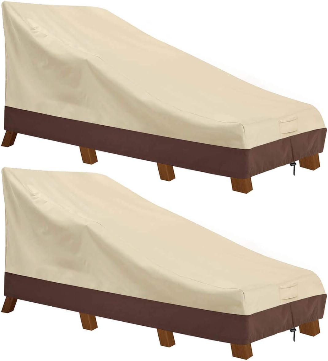 Funda tumbona patio 600D UV resistente 2 pzas beige marrón