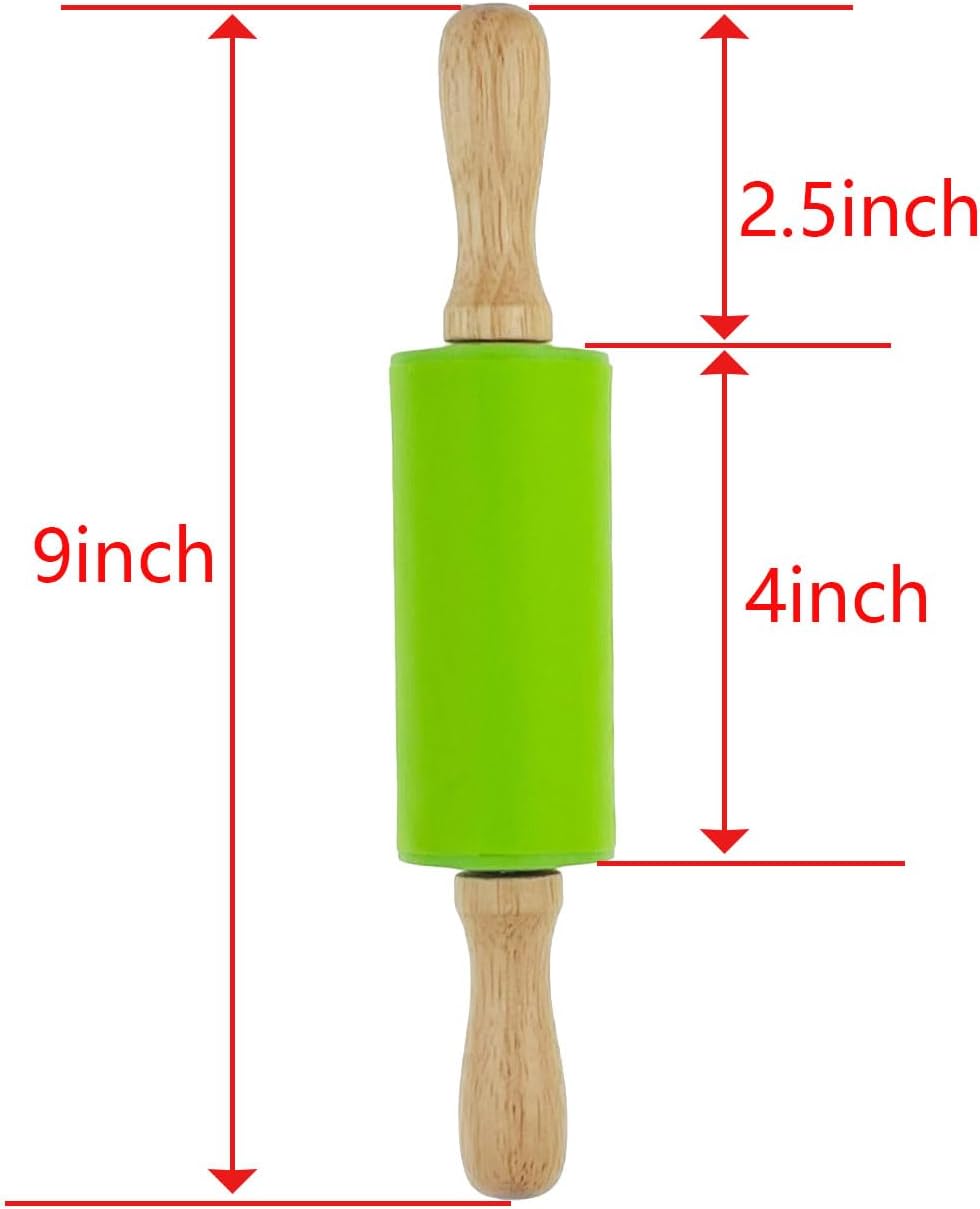 6 Rodillos 9pulg para Niños Mango Madera Hogar
