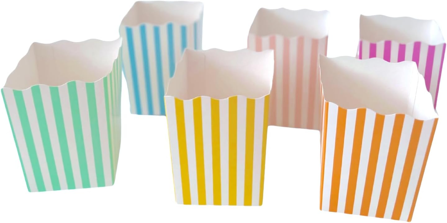 36 Mini Cajas Palomitas 4pulg Cartón Colores Surtidos