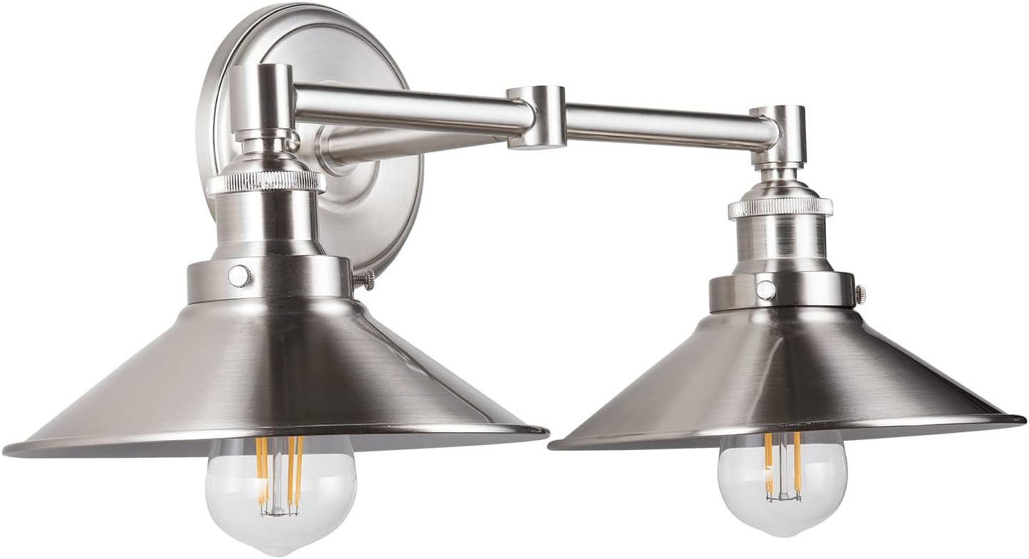 Lámpara baño 2 luces níquel cepillado con bombilla