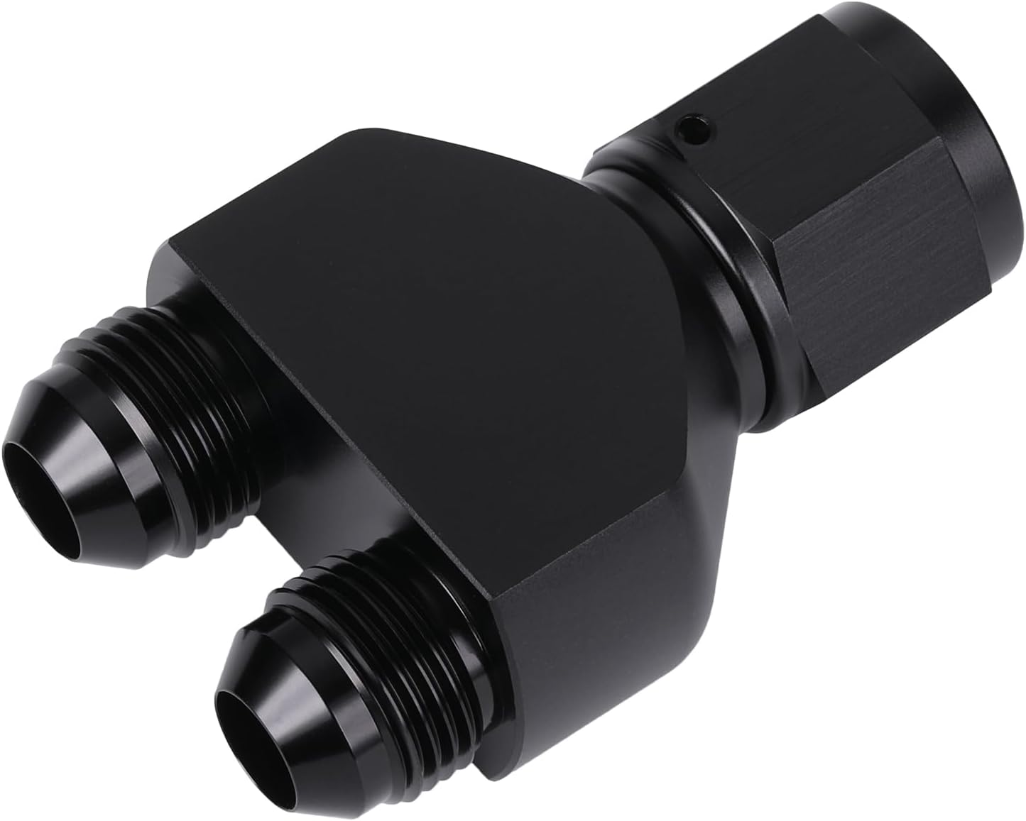 Bloque adaptador conector divisor combustible aluminio negro