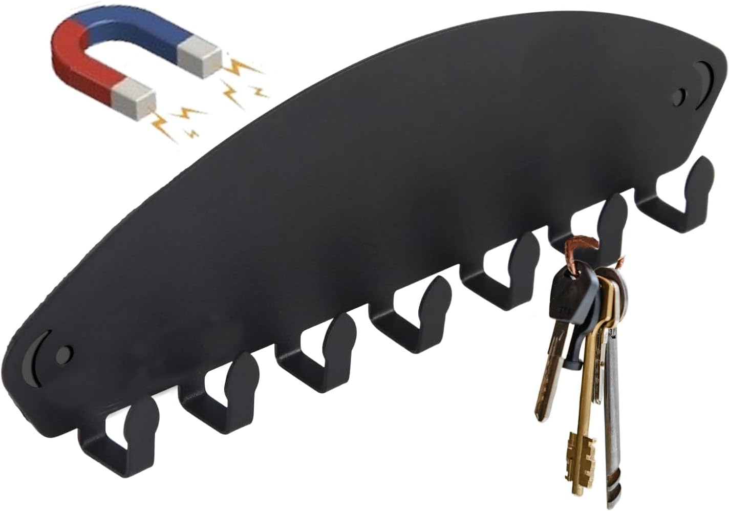 Gancho magnético para llaves pared 7 pzas negro 2uds