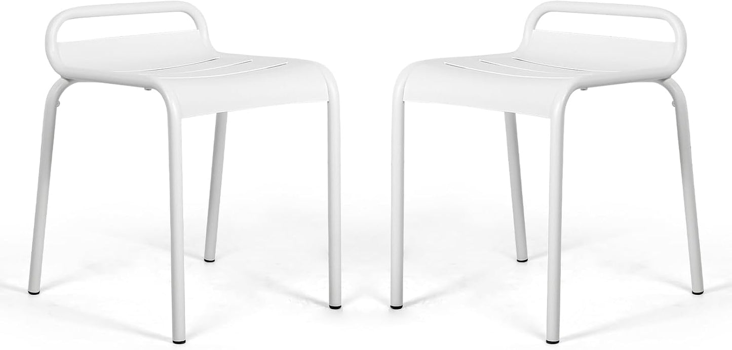 2 Sillas Comedor Metal Blanco Modernas Apilables