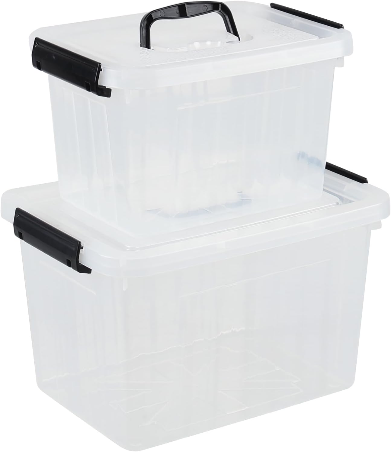 Caja plástico transparente con asa 6qt y 12qt 2 pzas