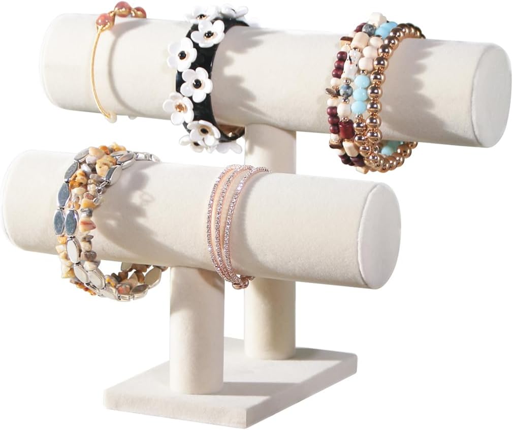 Soporte joyas pulseras y relojes 2 niveles beige