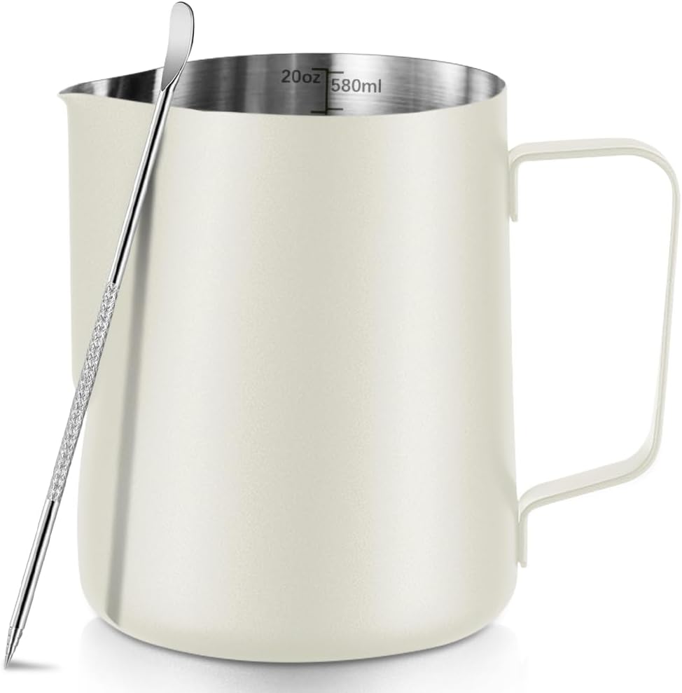 Jarra leche espumante acero inox 20oz con lápiz art latte blanco