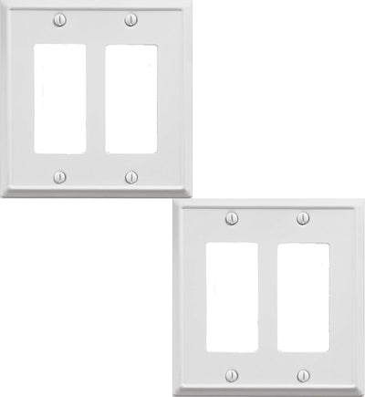 Placa pared metal interruptor doble 2 unidades blanco